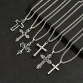 Cross Pendant Necklace Set, Stainless Steel Jewelry, Vintage Style, Fashionable and Versatile Accessories,