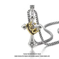 Unisex Vintage Cross and Crown Pendant Necklace, featuring a vintage Thai silver cross design