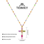 TEWIKY 14K Gold-Plated Gold Spacer Beads / Multicolor Cubic Zirconia Cross Pendant Necklace, Jewelry Necklace, Fashion Accessory Gift, Women's Everyday Casual Match Item