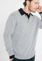 Polo manches longues homme en cachemire gris clair - LUKE 5