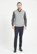 Gilet col V sans manches homme en cachemire gris clair - LUKE 9