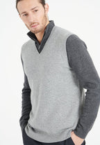 Gilet col V sans manches homme en cachemire gris clair - LUKE 9